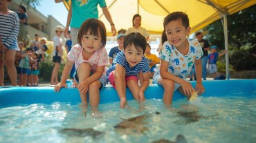 都会で自然体験！「川魚つかみどり」